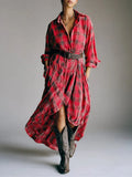 Long-Sleeved Plaid Shirt Dress 2025 Spring And Autumn New Fashion Loose Casual Dress