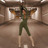 Autumn Hollow Out Black Jumpsuits Women Green Long Sleeve Bodycon Jumpsuit Winter One Piece Sexy Club Outfits For