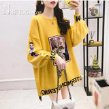 Winter Long Style Knitting Women Sweater Alphabet Female
