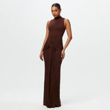 Summer New Women's Fashion Pure Color Round Neckless Strapped With Body-Body-Body-Suited Dress