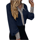 Fashion Leopard Printed Blouse Flared Sleeve Office Shirts Women Spring V-Neck Moda Shirt Female Tops Women 2022 New Year