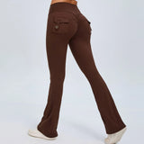 Woherb Peach Lift Hip Yoga Bell Pants Fitness Exercise Wide Leg Micro Pants High Waist Quick Dry-Outfit