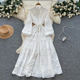 Retro Breeze Mashed Floral Shirt Collar Dress Women's Spring Waists Thin Senior Sense Light Luxury Big