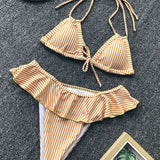 New Women Sexy Bikini Beach Padded Push-up Bra Bikini Set Ruffles Swimsuit High Waist Bathing Suit Swim Swimwear