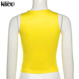 Kliou Body Print Women Tank Tops Hipster Sexy High Street Midnight Wear Clothing Sleeveless O-Neck Hot Female Party