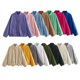 Autumn And Winter New Women's Casual Multi-Color Loose Wool Jacket Dark Buckle Collar