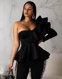 Preppy Style Slash Neck Solid Flare