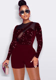 Sequins Upper Long Sleeve Sexy