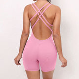 Woherb Honey Peach Hip Without Embarrassment Line Yoga Fitness Jumpsuit Show Back Up Hip Sports Jumpsuit Dancing Woman-Outfit