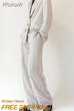 2023 Women Spring Pant Suits 2-Pieces Sets Casual Striped Blazers Coats and Trousers Female Elegant OL Two Clothing-Outfit