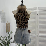 Shooting Lace Suspension Sheaf Vest Women's Summer Thin Irregular Lotus Leaf-Side Ribbon Slime Blouse