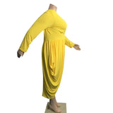 Plus Size V-neck Long SLeeve Ruched Irregular Party