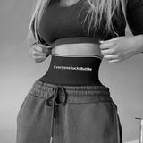 hirigin Letter Print Ribbed Knitted Black Booty Shorts Lingerie Panties Sexy Underwear Women High Waisted