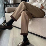 Plus Velvet Woolen Pants Women Casual Loose High Waist Ankle Ankle Office Lady Pants Autumn Winter Thick Warm Trousers-Outfit