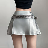 Woherb Spring And Summer New Women's Solid Color Slim Street Fashion High Waist Skirt Pleated Skirt-Outfit