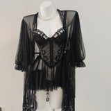In Gentle* Sexy Dating Pajamas Slings Aja Girls Spring And Autumn Winter Model Perspective Mesh Pure Home