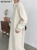 Autumn Winter Loose Women Sweater Dress Casual Straight Knitted Vestidos Female Loose Lady Warm Dresses-Outfit