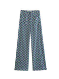 2023 Women Summer Straight Pants Fashion Print Buttons Pockets Female Elegant Street Thin Pant Trousers Clothing-Outfit