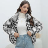Plaid Women's Coat Bread Jacket Warm Down Cotton-Padded Jacket Women's Cotton-Padded Jacket-Outfit