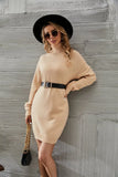 Winter Casual Khaki Turtleneck Long Sleeve Slim Knit