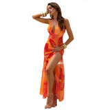 Summer New Women's Sexy Hanging Neck T-Shirt With Printed Perspective To Repair The Fork