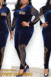 Sets For Women 2023 Long Sleeve Beading Diamonds African Elastic Bazin Baggy Pants Rock Style Dashiki Famous Suit Lady-Outfit
