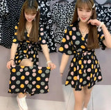New Korean Summer Chiffon Women Sets Korean Slim Tops And Shorts Female