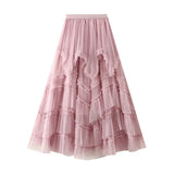 Half-Dress Summer 2025 New Irregular Mesh Dress With Thin High Waist Fluffy Cake Skirt