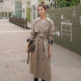 New Fashion Double-Breasted Long Women Trench Coat Office Lady Duster Coat Female Outerwear Black Khaki