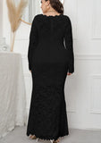 Lace Long Sleeves Plus Size Evening