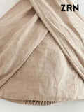 ZRN-Women's Cropped Halter Tank Tops with Bow Tied, Backless, Elastic, Side Zipper, Female Camis, Sexy, Fashion-Outfit