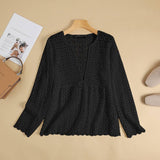 Lace Crochet Blouse Women Summer O Neck Tops Holiday Beach Cover Up Shirt Stylish Solid Hollow Out Blusas Oversized