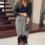 Woherb 2024 New Solid Color Temperament Shirt Jacket High-Waisted Skirt Two Sets Of Women-Outfit