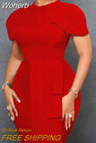 Bodycon Midi Dress African Dresses for Women 2023 Daily Elegant High Waist Bandage Petal Sleve Robe Femme African Clothes-Outfit