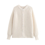 Women's Y2K2025 Autumn New Solid-Colored Cardigan Long-Sleeved Knitted Sweater Coat Women