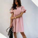 Summer Women Street Beach Mini Ruffles Dress 2020 Fashion Ladies Home Casual Holiday Short Sleeve