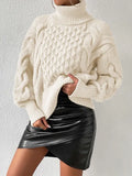 And Winter Jacket High-Necked Long-Sleeved Knitted Shirt Women's Threads Solid Color Loose Sweater