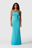 Summer New Temperament Strapless Dress Knit Stripe Sexy Slim Bag Hip Dress-Outfit