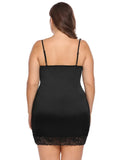 Plus Size Straps V Neck With Sexy Lace Mini Dress