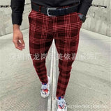 New Men's Casual Dating Men's Lattice Solid Nine-Point