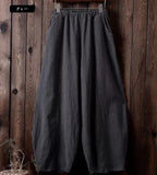 2022 Vintage Cotton Linen Pants Women Solid Loose Trousers Female Casual Ha Elegent Pants Solid Elasitic Waist Spring Autumn