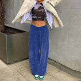 2021 Velvet Wide Leg Pants Loose Autumn Winter Clothes Women Sweatpants Fashion Bottoms Streetwear Casual