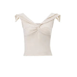 Woherb Desire V-Neck French Show Slim Vest Top Pleated Wood Ear Sexy Skirt Cover-Outfit