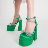 High Heels Wedding Shoes Women New Summer Sexy Sandals Women's Party Bow-knot Nightclub Banquet Shoes Platform Woman