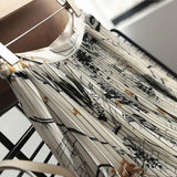 Women Summer Mid-length Pleated Skirt Elegant Casual High Waist Printed Long Skirt QT1851-Outfit