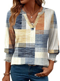 Women's 2025 Fashion Shirt Seven-Sleeve Flower Printed Casual Shirt Summer