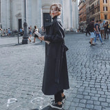 New Winter Long Women Wool Blend Coat Double Breasted Lady Overcoat with Belt Female Outerwear Thick Warm Clothes