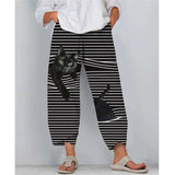 Cute Cartoon Print Women's Pants 2021 Spring Casual Elastic Waist Trousers Oversize Loose Beach Wide Leg Pants Plus Size