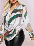 Print Deep-V Long Sleeve Formal