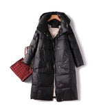 Women Loose Long Down Coat 90% White Duck Down Jacket Hooded Winter Plus Size Overcoat Female Thick Warm Feather